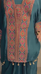 Teal Blue Kaftan 3 Piece Set