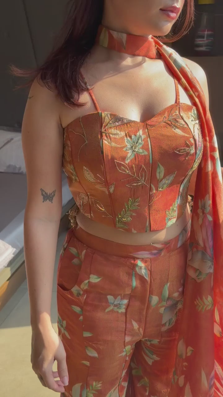 Saffron Spice Corset Palazzo Set